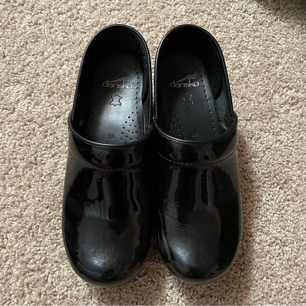Dansko Shiny Black Clogs